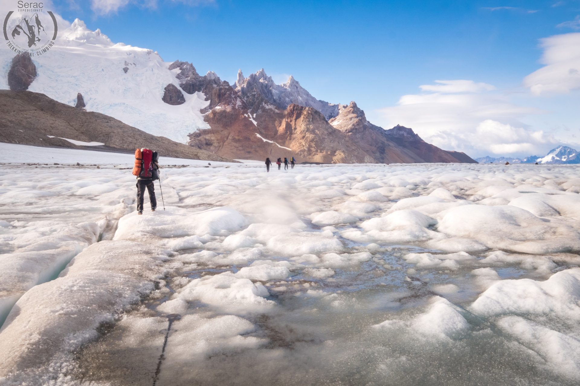 View of a vast Patagonian glacier and ice fields in Argentina